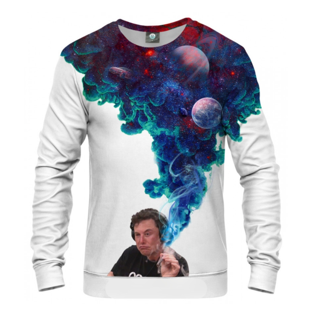 Aloha From Deer 'Just One Hit' Elon Musk White Crew Neck Sweatshirt Size Xl